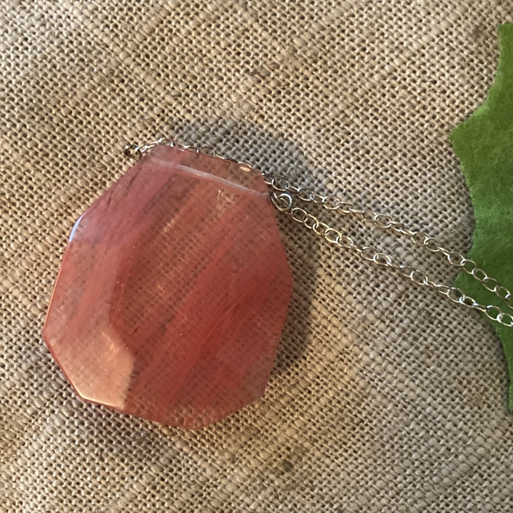 Cherry quartz pendant with 7 1/2” silver chain and 2” extender. So pretty! 🍒